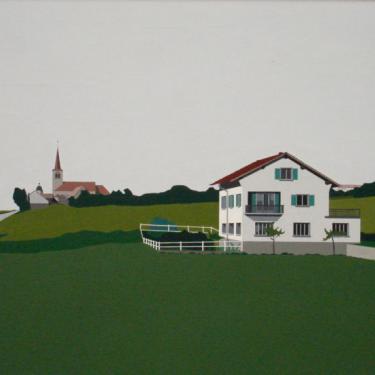 Le bonheur suisse, 1974, acryl sur toile,70x100cm