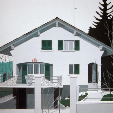 Maison avec poussière de ciment, 1980, acryl sur toile, 97x120cm
