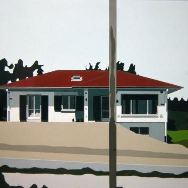 Maison avec talus, 1980, acryl sur toile, 85x120cm