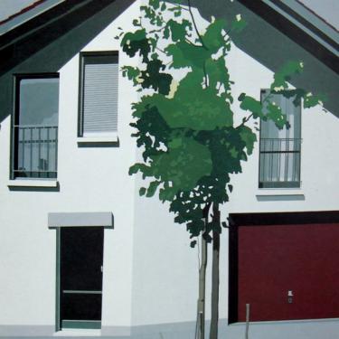 Maison avec tentative de verdure, 1984, acryl sur toile, 135x100cm