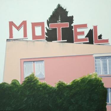 Motel à Bevaix, 2012, acryl sur toile, 100x100cm