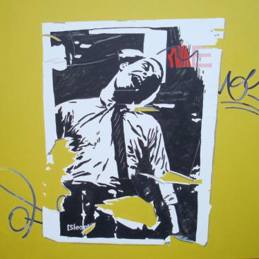 Affiche dans la ville n.1, 2007,acryl sur toile, 100x100cm