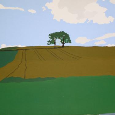 Seuls, deux arbres, 1985, acryl sur toile, 50x70cm